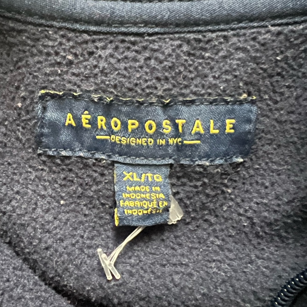 green & navy blue men’s aeropostale fleece sweater - Picture 2 of 2